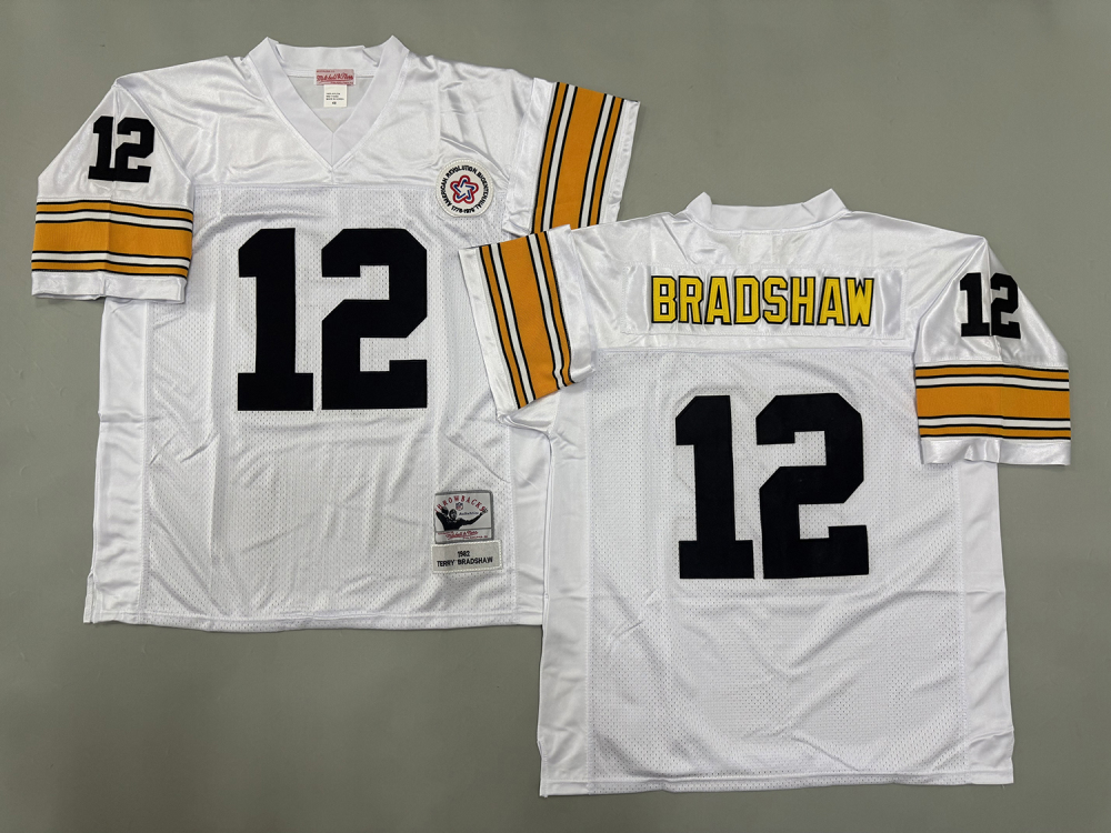 Men's/Youth NFL Pittsburgh Steelers Terry Bradshaw Mitchell & Ness White Alternate Throwback Jersey