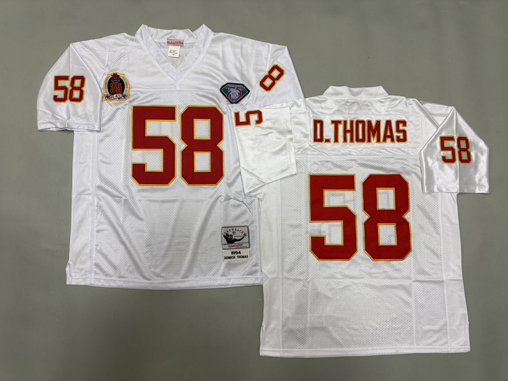 Men's/Youth NFL Kansas City Chiefs Derrick Thomas Mitchell & Ness White Throwback Jersey