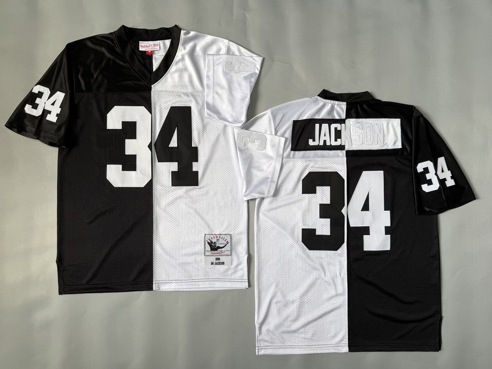 Men's/Youth NFL Las Vegas Raiders Bo Jackson M&N Black/White Throwback Jersey