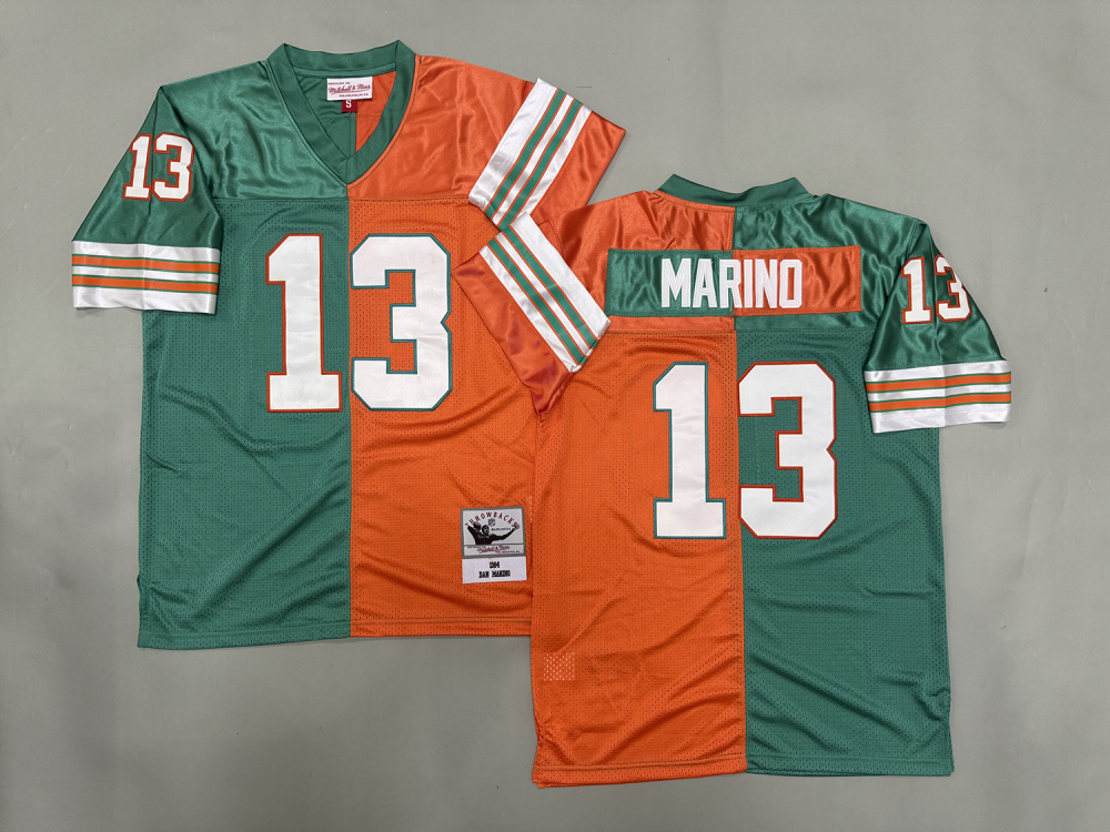 Men's/Youth NFL Miami Dolphins Dan Marino Mitchell & Ness Aqua/Orange Throwback Jersey