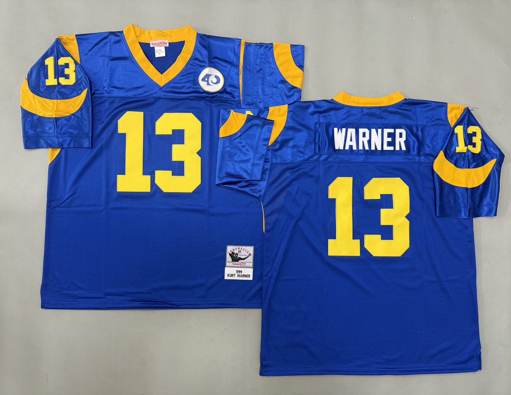 Men's/Youth NFL Miami Dolphins Kurt Warner Mitchell & Ness Royal Throwback Jersey