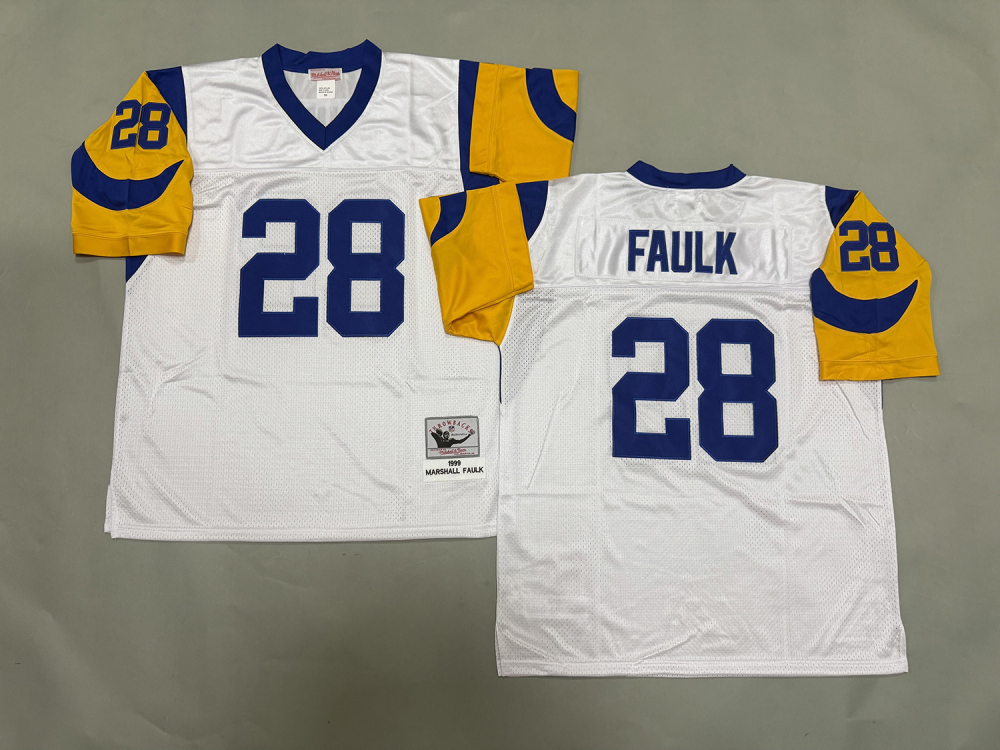 Men's/Youth NFL Miami Dolphins Marshall Faulk Mitchell & Ness White Throwback Jersey