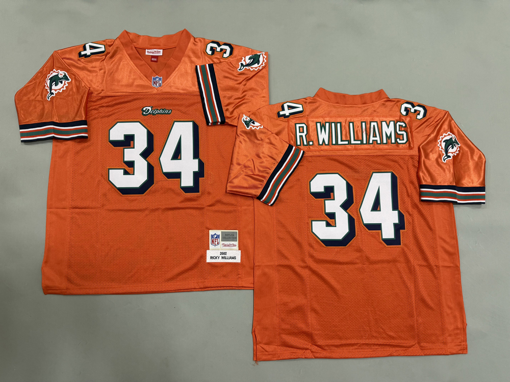 Men's/Youth NFL Miami Dolphins Ricky Williams Mitchell & Ness Orange Throwback Jersey