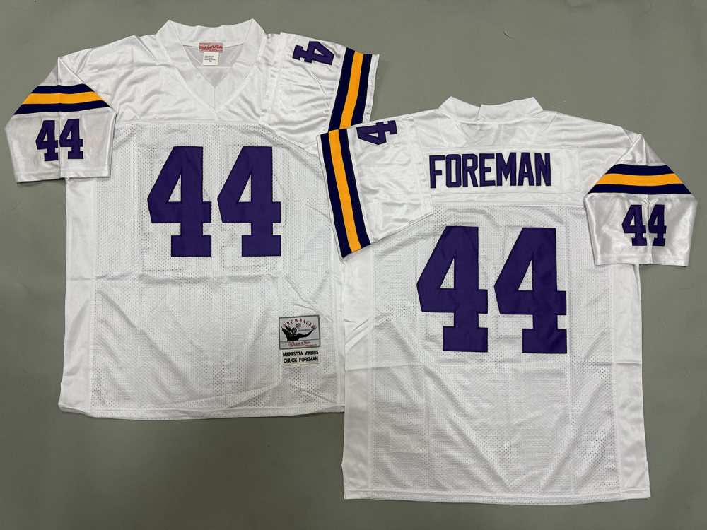 Men's/Youth NFL Minnesota Vikings Chuck Foreman Mitchell & Ness White Throwback Jersey