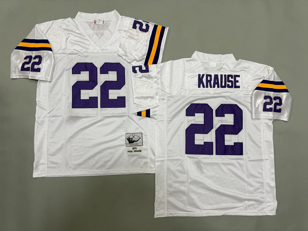 Men's/Youth NFL Minnesota Vikings Paul Krause Mitchell & Ness White Throwback Jersey