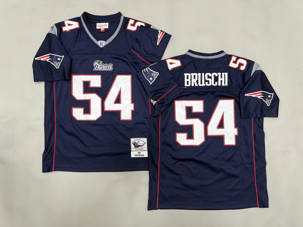 Men's/Youth NFL New England Patriots Tedy Bruschi Mitchell & Ness Navy Throwback Jersey