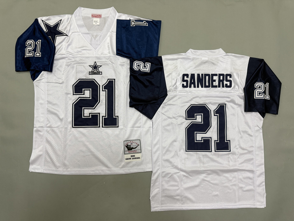 Men's/Youth NFL Dallas Cowboys Deion Sanders Mitchell & Ness White Alternate Throwback Jersey