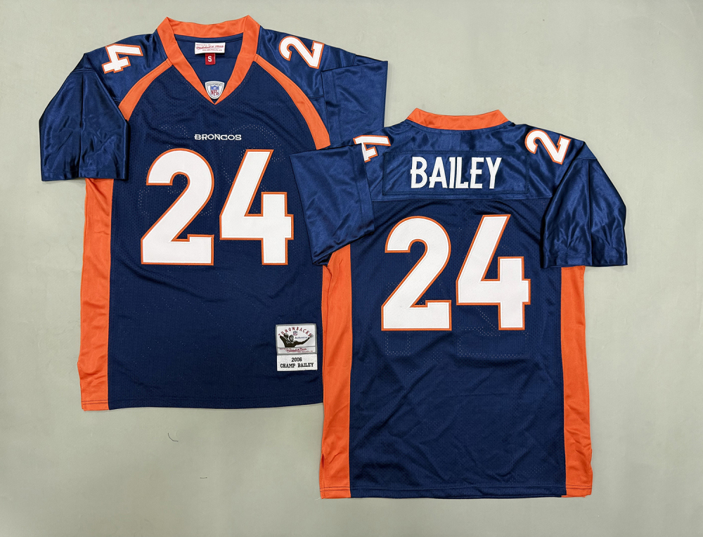 Men's/Youth NFL Denver Broncos Champ Bailey Mitchell & Ness Navy Throwback Jersey