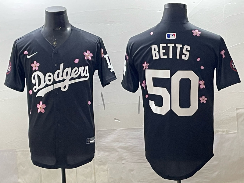 Men's MLB World Tour Tokyo Series 2025 Dodgers #50 Mookie Betts Black Sakula Jersey