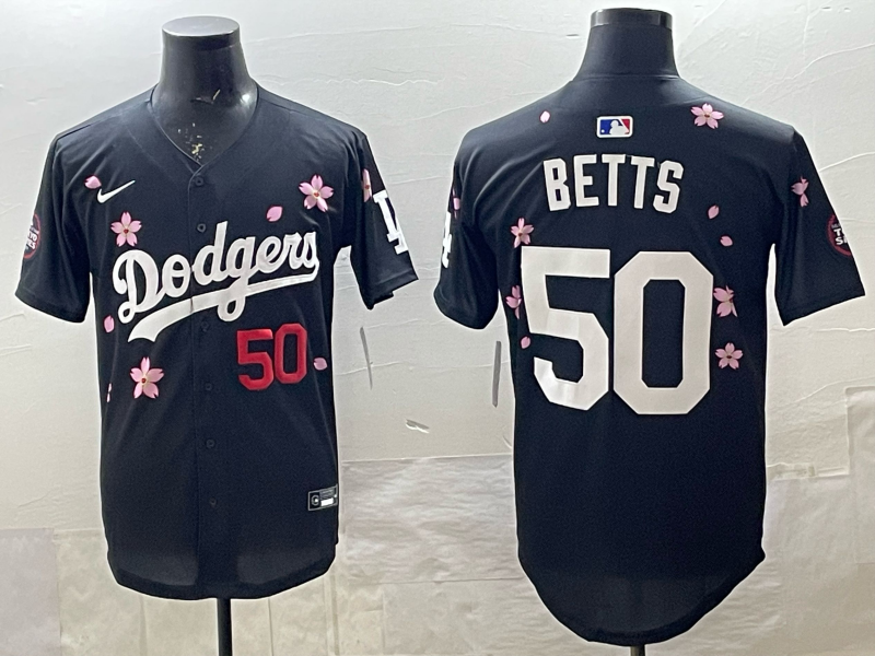 Men's MLB World Tour Tokyo Series 2025 Dodgers #50 Mookie Betts Black Sakula Jersey