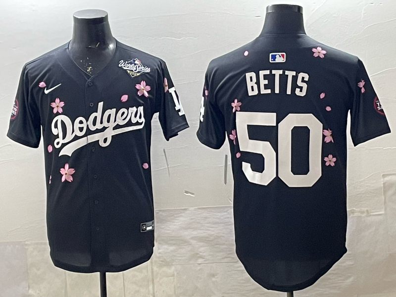 Men's MLB World Tour Tokyo Series 2025 Dodgers #50 Mookie Betts Black Sakula Jersey