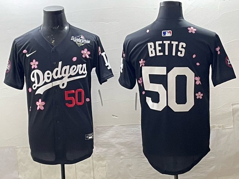 Men's MLB World Tour Tokyo Series 2025 Dodgers #50 Mookie Betts Black Sakula Jersey