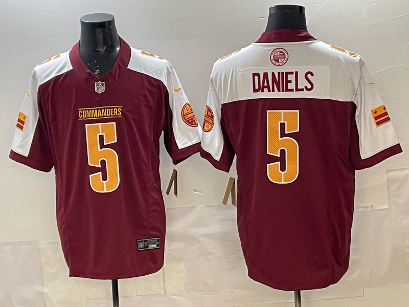 Men's NFL Washington Commanders #5 Jayden Daniels Thanksgiving Day F.U.S.E Jersey