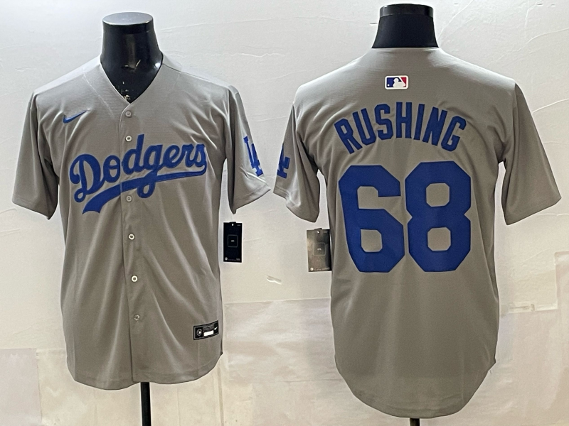 Men's MLB Los Angeles Dodgers #68 Dalton Rushing Nike Gray Road Limited Jersey