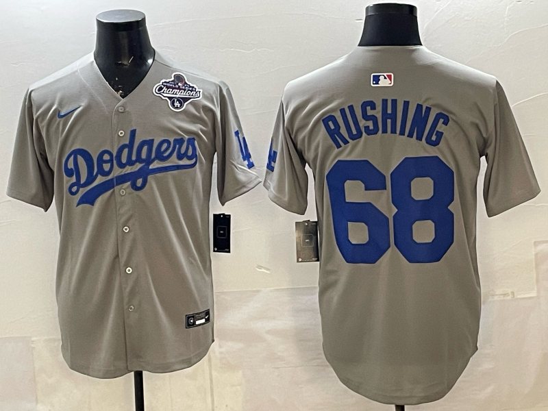 Men's MLB Los Angeles Dodgers #68 Dalton Rushing Nike Gray Road Limited Jersey