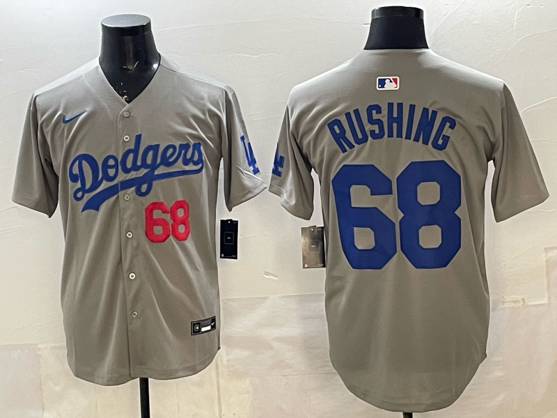 Men's MLB Los Angeles Dodgers #68 Dalton Rushing Nike Gray Road Limited Jersey