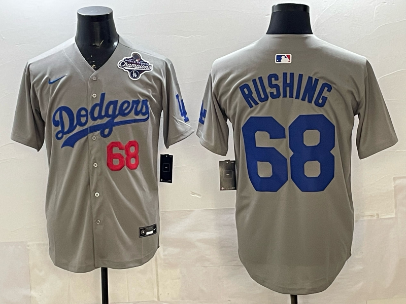 Men's MLB Los Angeles Dodgers #68 Dalton Rushing Nike Gray Road Limited Jersey