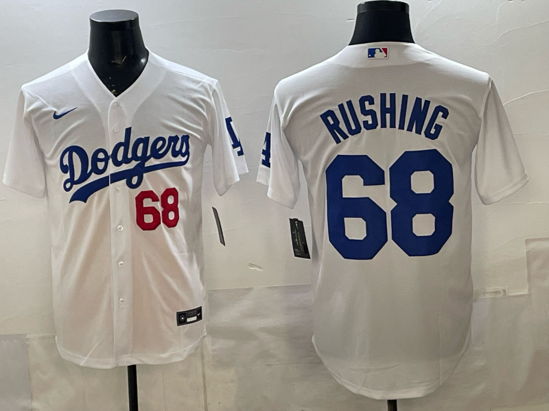 Men's MLB Los Angeles Dodgers #68 Dalton Rushing Nike White Home Limited Jersey