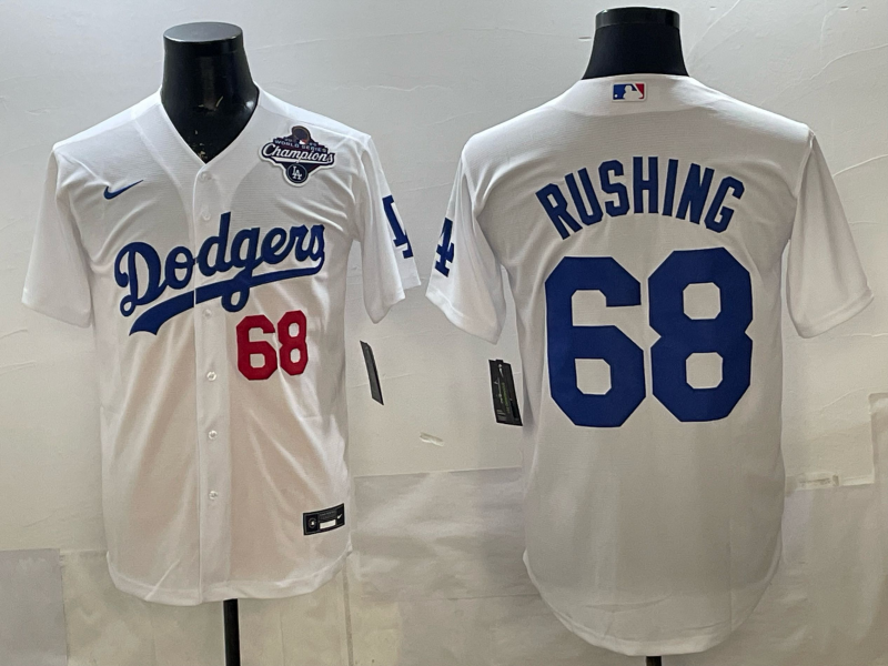Men's MLB Los Angeles Dodgers #68 Dalton Rushing Nike White Home Limited Jersey