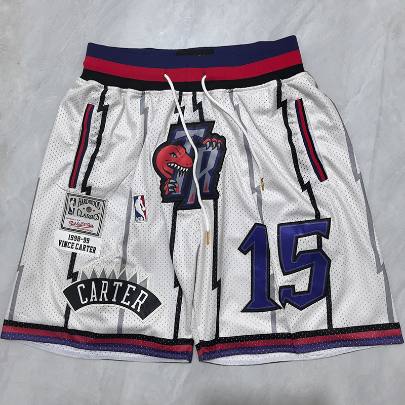 Men's Mitchell & Ness Toronto Raptors #15 Vince Carter Throwback White Shorts