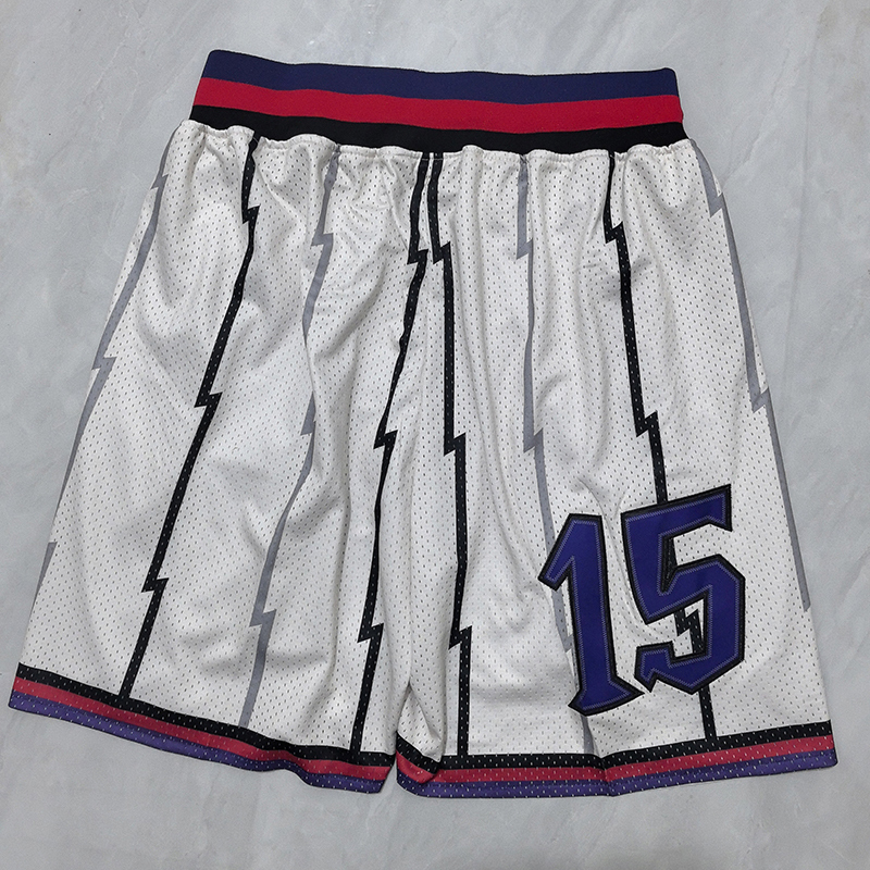 Men's Mitchell & Ness Toronto Raptors #15 Vince Carter Throwback White Shorts