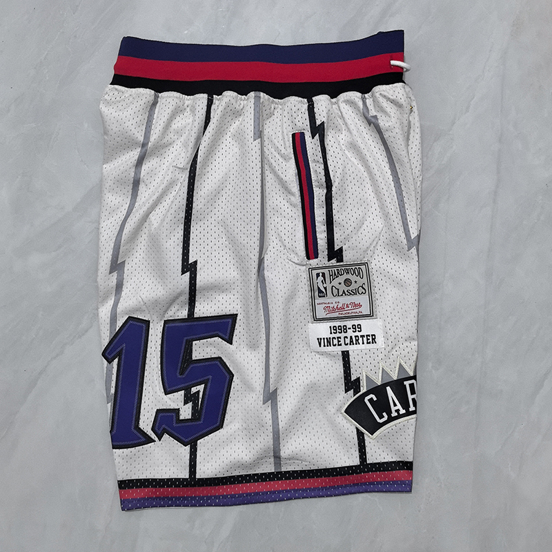 Men's Mitchell & Ness Toronto Raptors #15 Vince Carter Throwback White Shorts