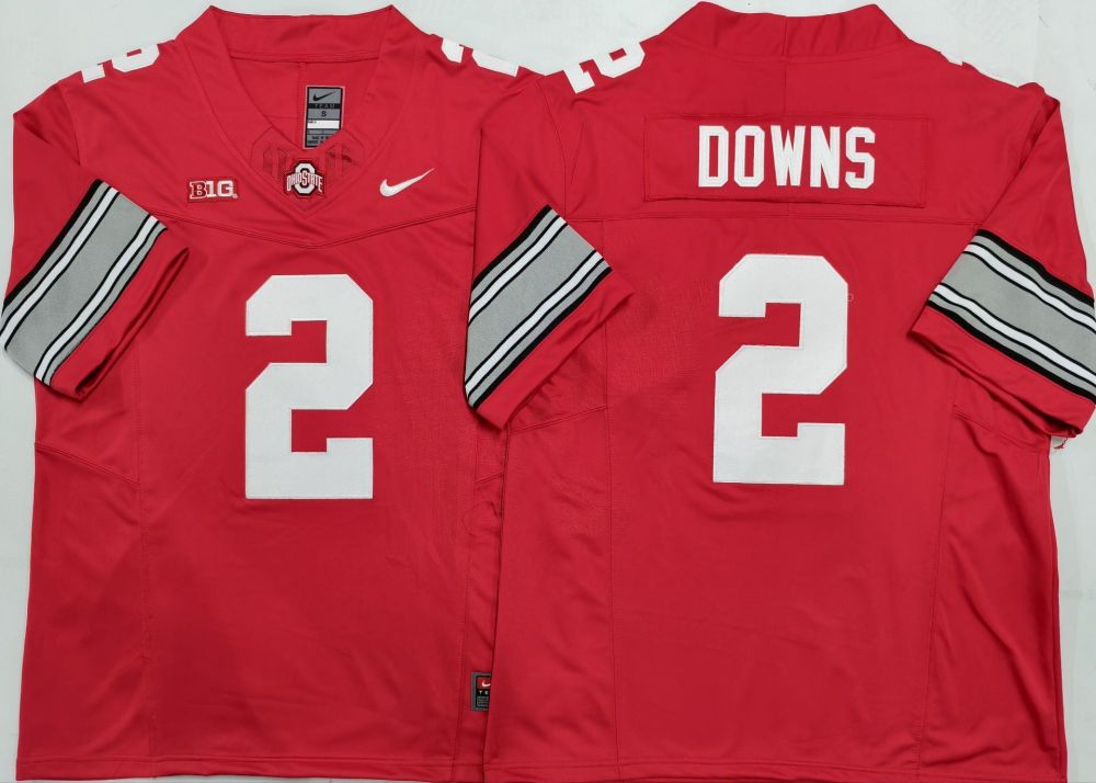 Men's NCAA Ohio State Buckeyes #2 Caleb Downs Red F.U.S.E Football Stitched Jersey