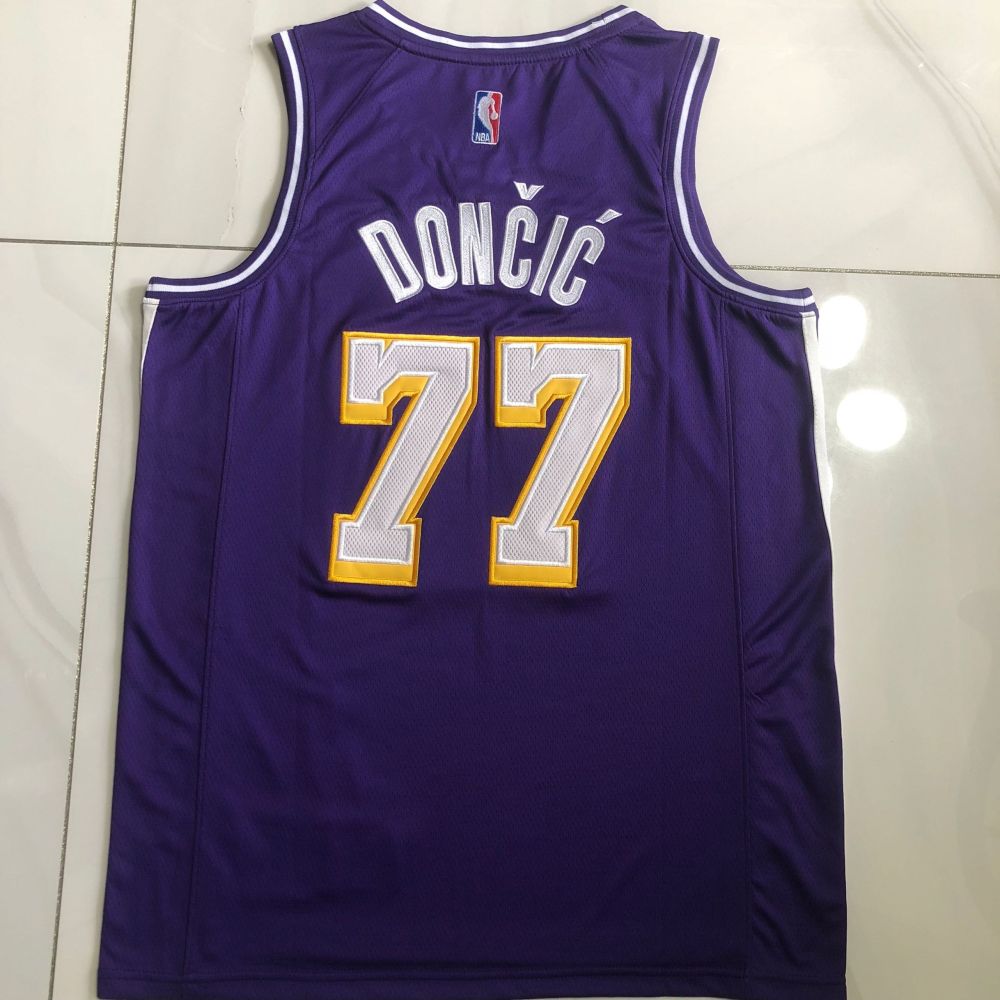 NBA Los Angeles Lakers #77 Luka Doncic Men's Jordan 2025-26 Statement Edition Embroidery Jersey