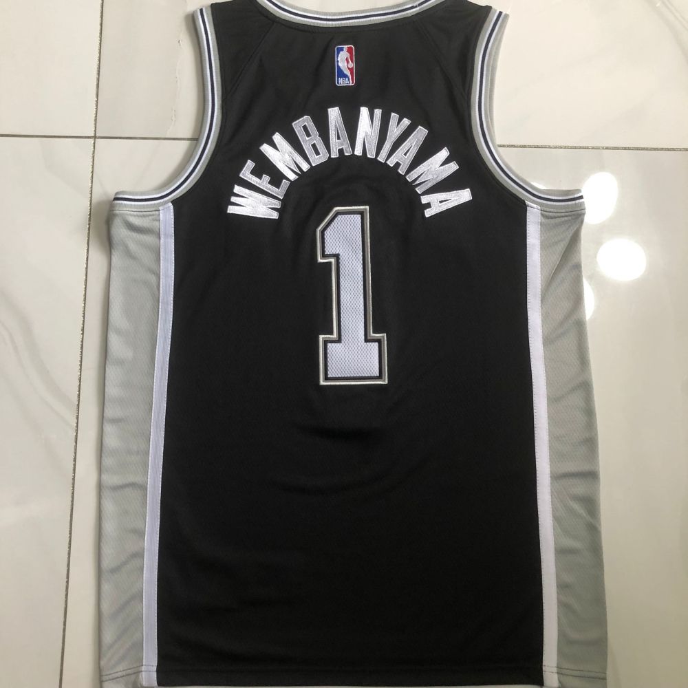 NBA San Antonio Spurs #1 Victor Wembanyama Men's Nike 2025-26 Icon Edition Embroidery Jersey