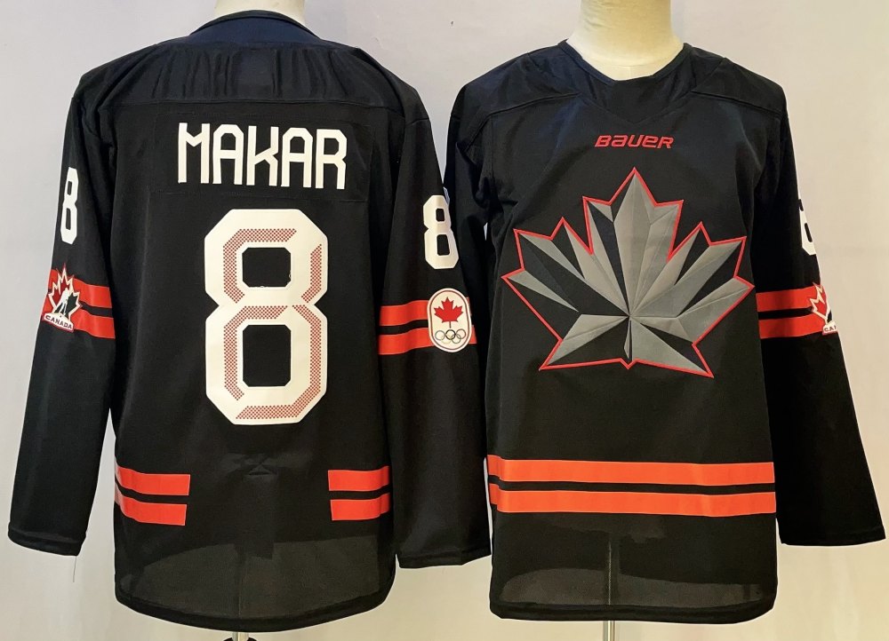 Men's Canada Bauer 2026 Black Replica Hockey Jersey #8 Cale Makar Fan Wear