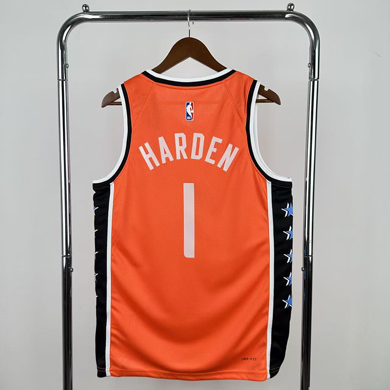 Men's NBA Heat Pressed Jersey Los Angeles Clippers #1 James Harden 2025/26 - City Edition