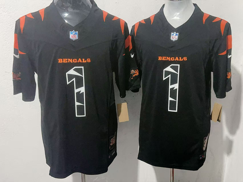 Men's NFL Cincinnati Bengals #1 Ja'Marr Chase Black Fashion F.U.S.E Limited Jersey