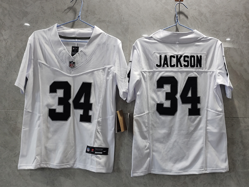 Youth/Women's NFL Las Vegas Raiders #34 Bo Jackson White Away F.U.S.E Jersey