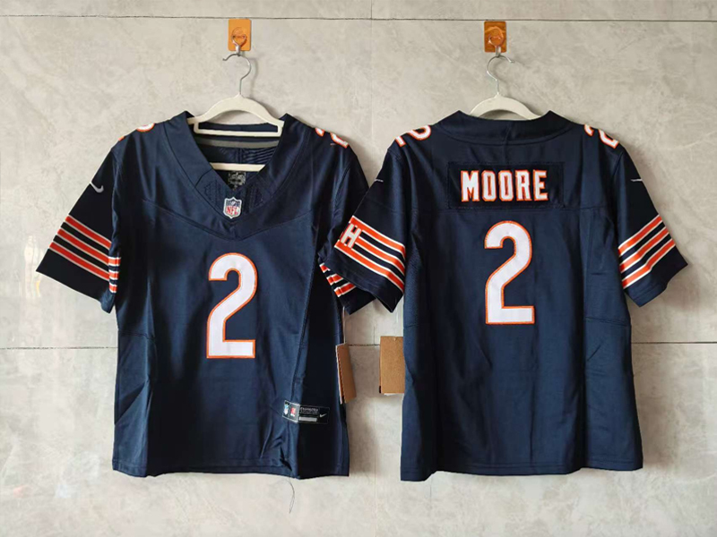 Youth/Women's NFL Chicago Bears #2 DJ Moore Navy Home F.U.S.E Jersey