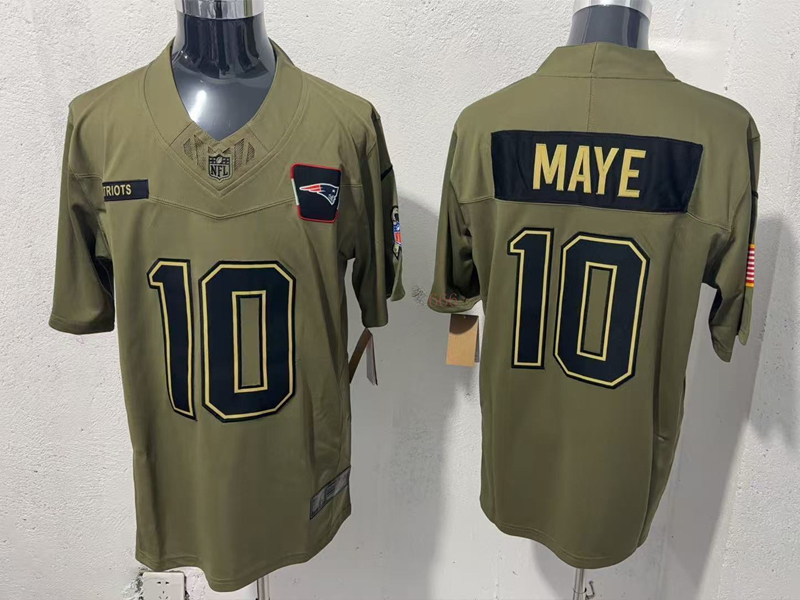 Men's NFL New England Patriots #10 Drake Maye 2025 Salute to Service F.U.S.E Jersey