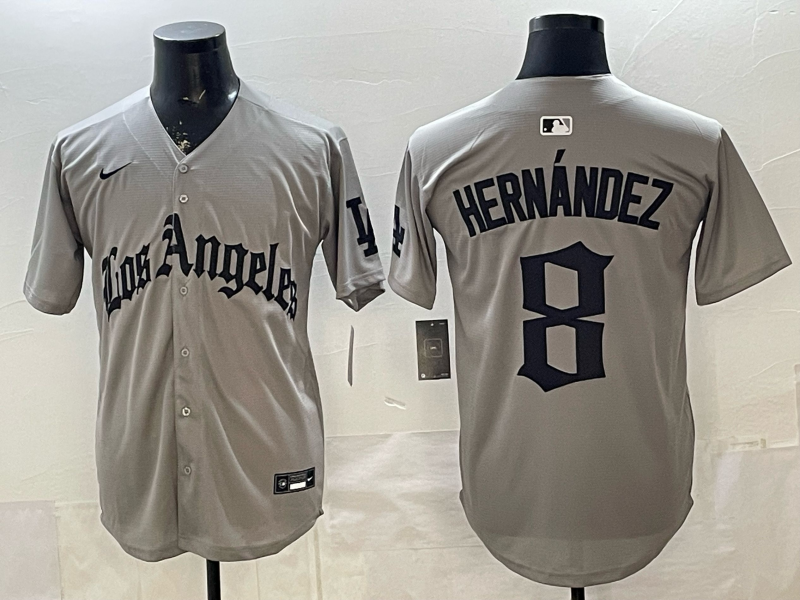 Men's MLB Los Angeles Dodgers #8 Enrique Hernández Gray Gothic Edition Limited Jersey