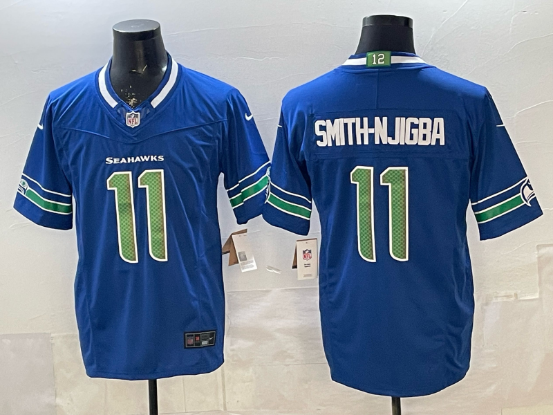Men's NFL Seattle Seahawks #11 Jaxon Smith-Njigba Royal Personalized F.U.S.E Jersey