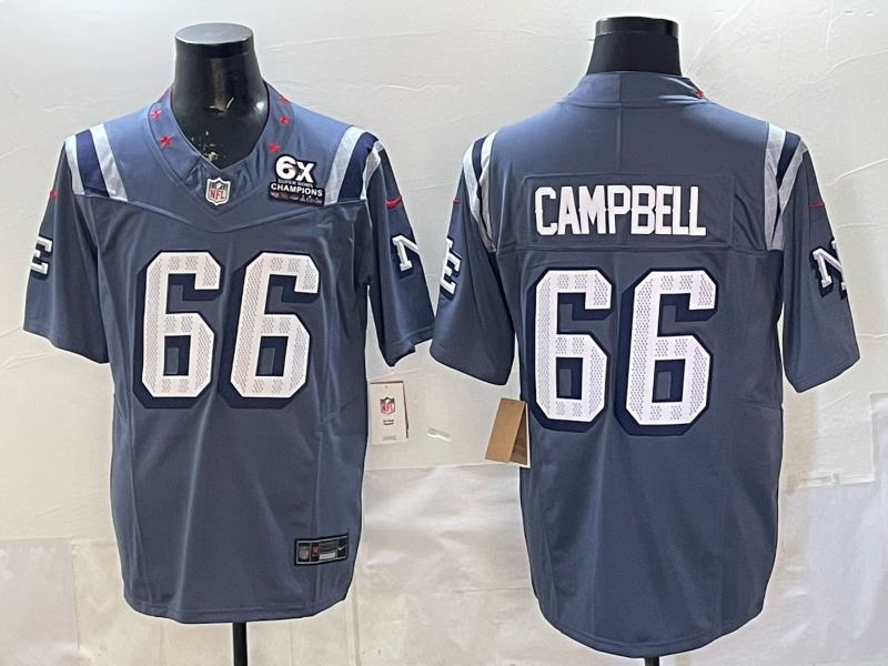 Men's NFL New England Patriots #66 Will Campbell 2025 Rivalry Collection F.U.S.E Jersey