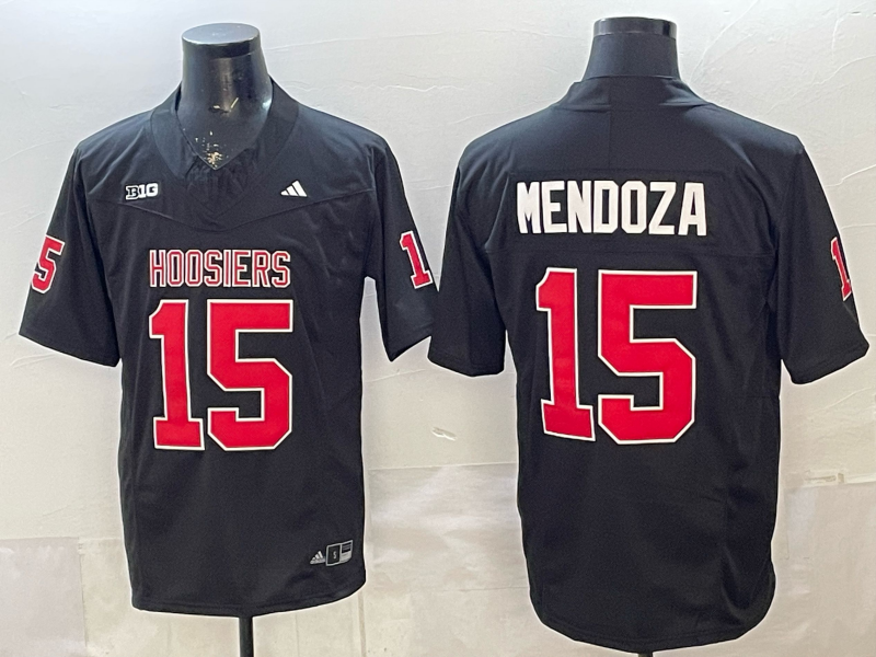 Men's NCAA Indiana Hoosiers #15 Fernando Mendoza College Football Black F.U.S.E Jersey