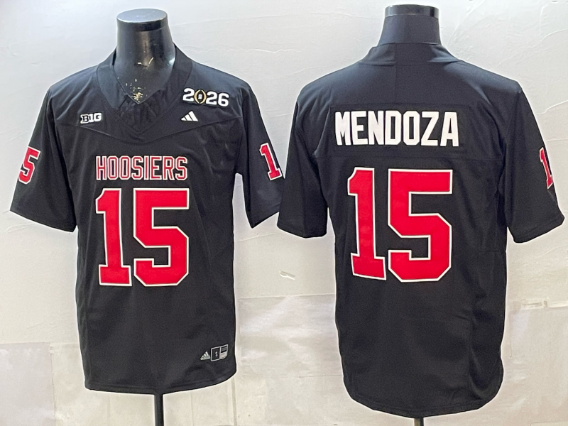 Men's NCAA Indiana Hoosiers #15 Fernando Mendoza College Football Black F.U.S.E Jersey