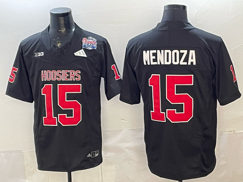 Men's NCAA Indiana Hoosiers #15 Fernando Mendoza College Football Black F.U.S.E Jersey