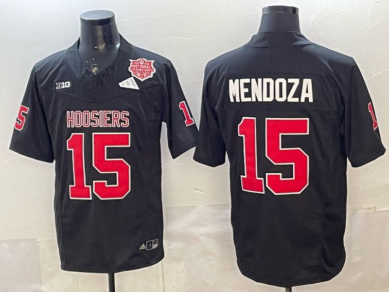Men's NCAA Indiana Hoosiers #15 Fernando Mendoza College Football Black F.U.S.E Jersey