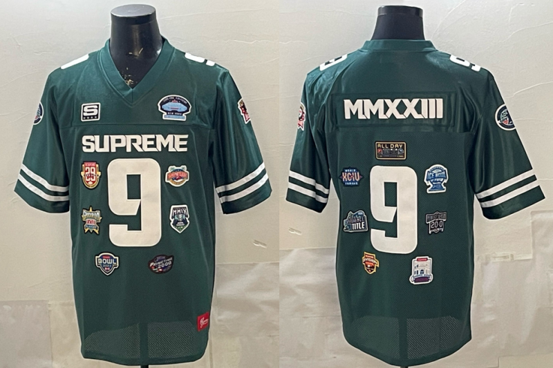 Men's FW23 Supreme #9 MMXXIII Championships Throwback Football Stitched Dark Teal Jersey