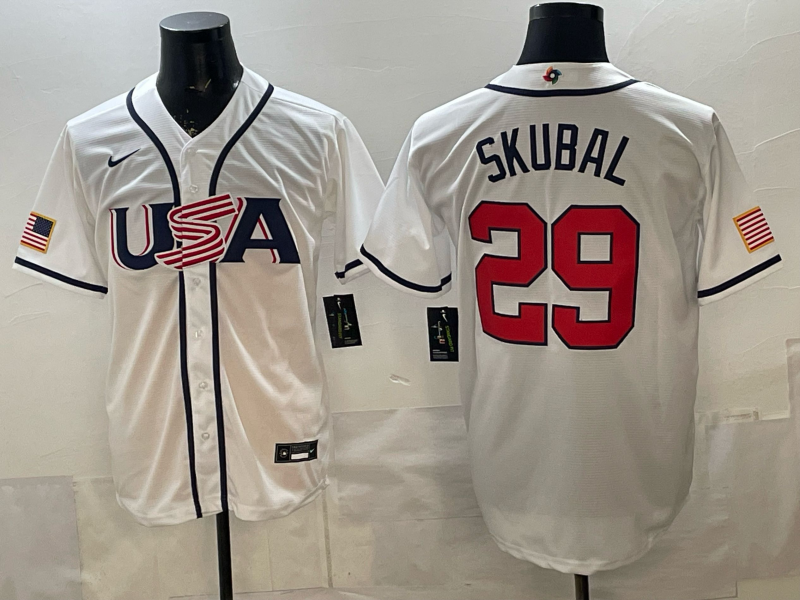 Men's 2026 World Baseball Classic USA Team #29 Tarik Skubal White Premium Jersey