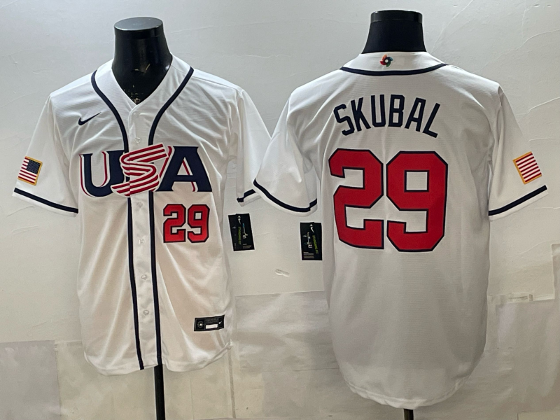 Men's 2026 World Baseball Classic USA Team #29 Tarik Skubal White Premium Jersey