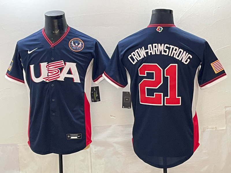 2026 World Baseball Classic Team USA #21 Pete Crow-Armstrong Men's Stadium Road Jersey - Navy