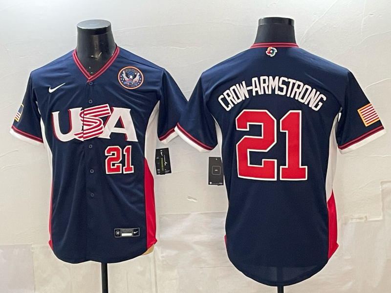 2026 World Baseball Classic Team USA #21 Pete Crow-Armstrong Men's Stadium Road Jersey - Navy