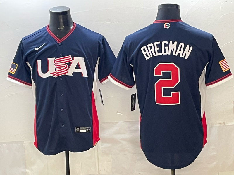 2026 World Baseball Classic Team USA #2 Alex Bregman Men's Stadium Road Jersey - Navy