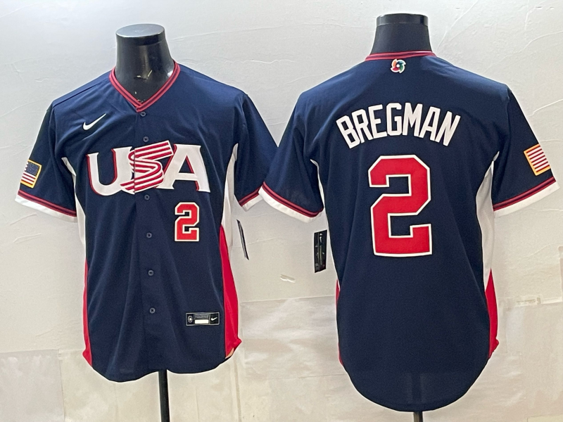 2026 World Baseball Classic Team USA #2 Alex Bregman Men's Stadium Road Jersey - Navy