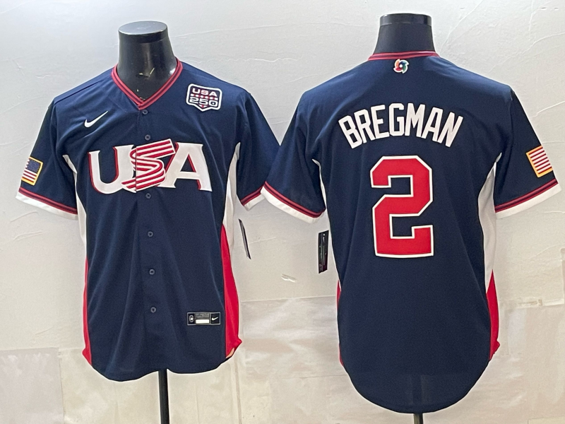 2026 World Baseball Classic Team USA #2 Alex Bregman Men's Stadium Road Jersey - Navy